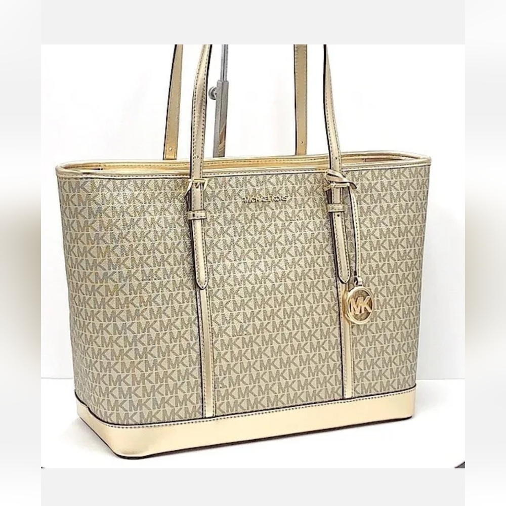 NWOT Michael Kors Jet Set Travel Large Logo Top Zip Shoulder Tote